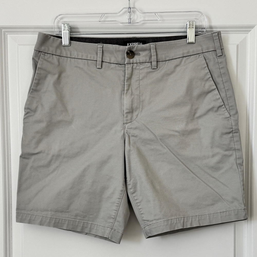 Express Light Gray Flat Front Shorts